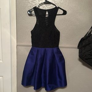 Formal dress, Teeze me junior dress size 5, black and blue